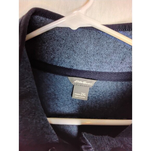 Eddie Bauer Sweatshirt Womans 2XL Pullover Blue Fleece Pullover  Henley 1/4 Snap - Picture 3 of 5